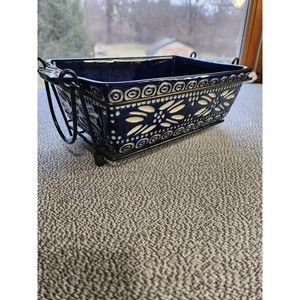 Temptation by Tara Carved Old World Ovenware Blue and White Loaf Pan & Rack B#6a